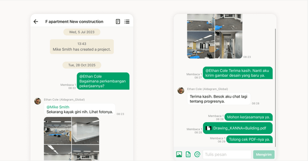 Fungsi chat khusus untuk pekerja di lapangan