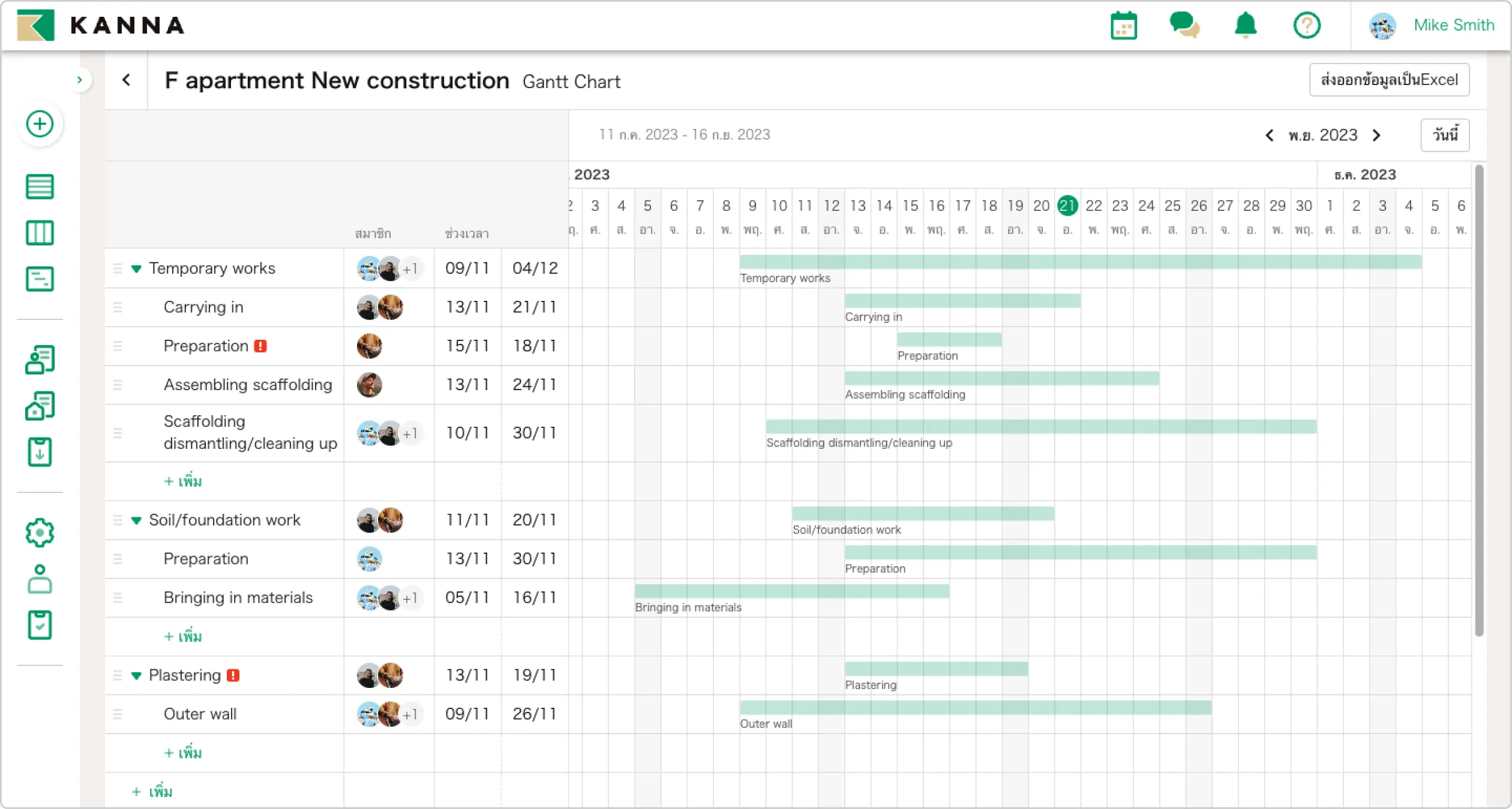 ฟังก์ชัน Gantt Chart บน KANNA ช่วยให้คุณสามารถสร้าง แชร์ กำหนดแผนงาน สำหรับการจัดการโครงการในไซต์งานขนาดใหญ่ เช่น การก่อสร้าง วิศวกรรมโยธา และการผลิต ได้