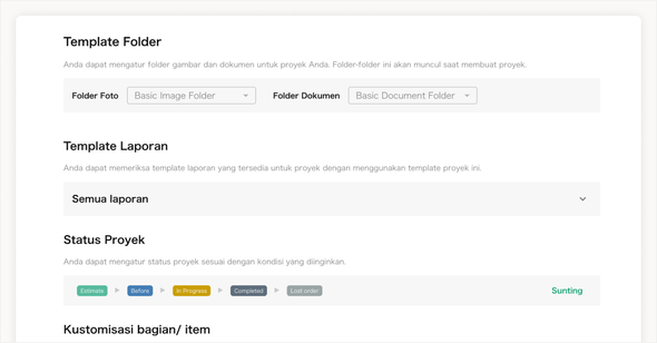 Menyesuaikan informasi terkait proyek secara bebas